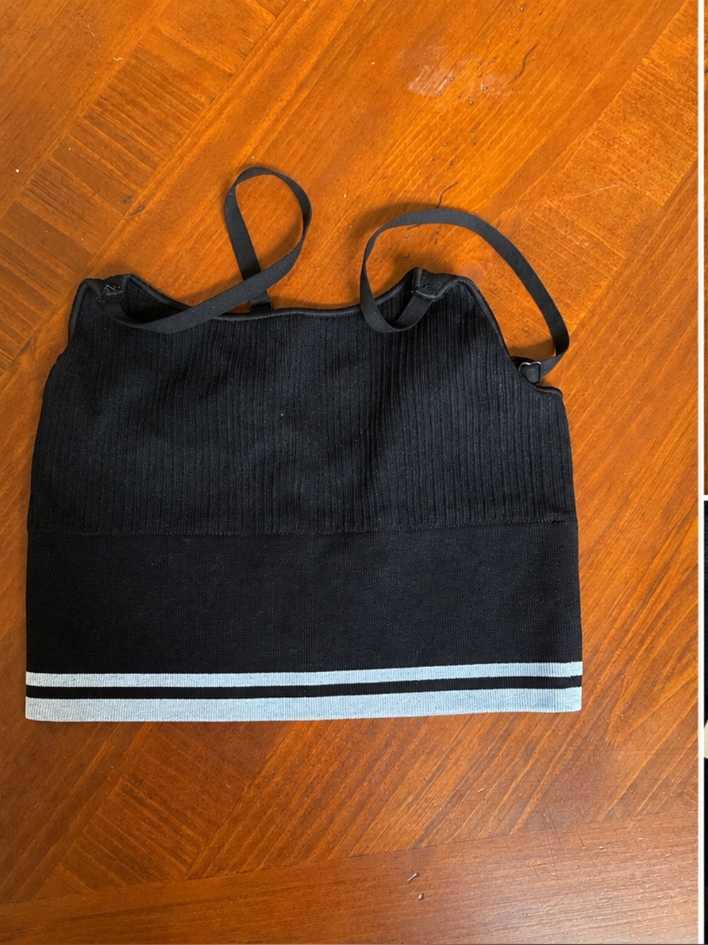 Black Knit Tank with Light Blue Stripes